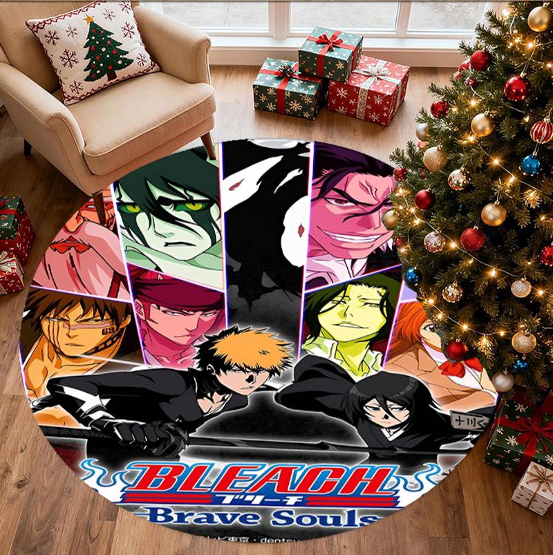 BLEACH Pattern Round Rug, Indoor/Outdoor Mat, for Picnic, Gameroom, Bedroom, Office, Living Room, Home Decor Carpet, Birthday Gift