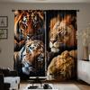 2 Panels Tiger Lion Printed Curtains Animal Pattern Blackout Drapes for Living Room Bedroom Window Treatment Home Decor