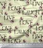 Soimoi Japan Crepe Satin Fabric Floral Love Text Fabric Prints By Metre 42 Inch
