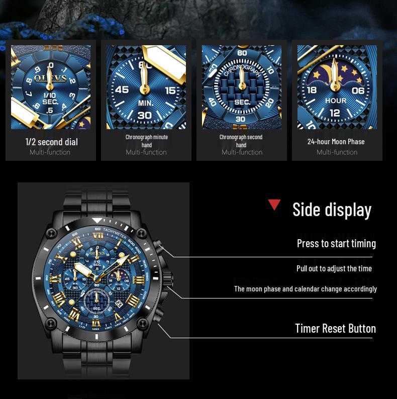 Olevs Men's High-End Quartz Business Watch with Large Dial