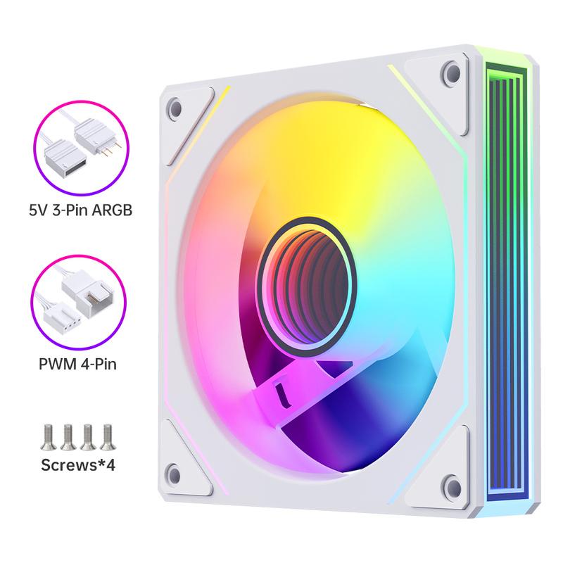 Computer Chassis Fan 12cm ARGB 4 Pin Quiet Cooling Fan 12V Large Air Volume 56.8CFM/600-1500RPM