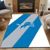 Blue Lion Emblem On Striped Background Patterned Carpet, Non Slip Mat Suitable for Living Room and Bedroom Sofas