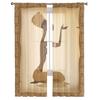 Khaki Woman Praying Turban Totem Bedroom Transparent Sheer Curtains Holiday Decoration Window Voile Tulle Curtain