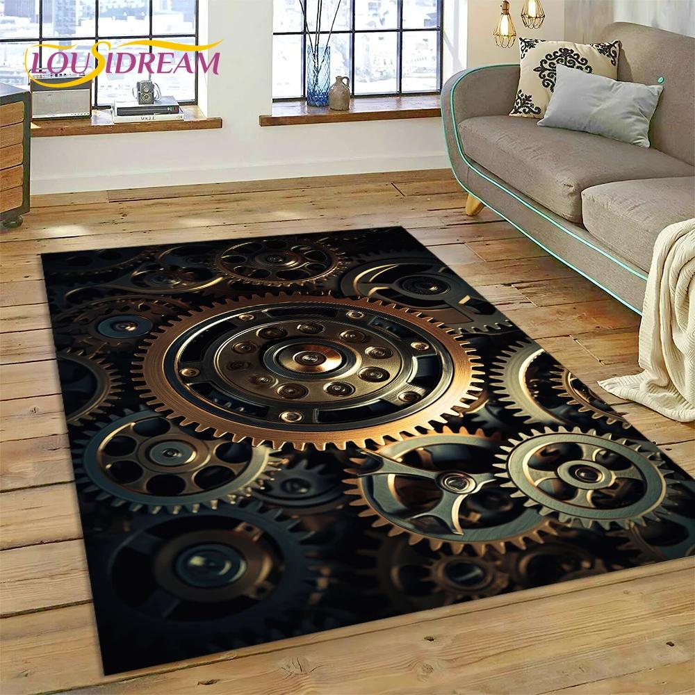 3D Mechanical Cogs Gears Steampunk Rug Carpet for Living Room Bedroom Decor,floor Mat Non-slip Decoration for Sofa Doormat Gifts