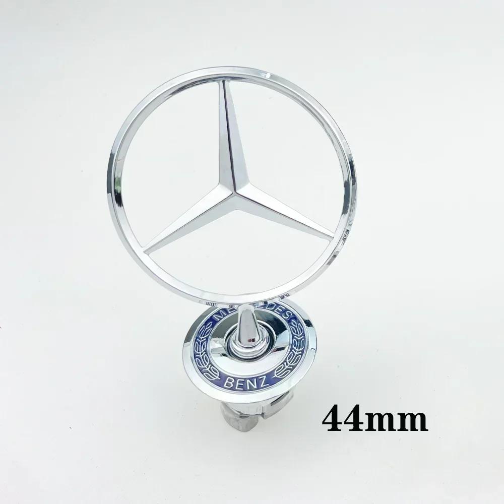 MEA4   1pcs 44mm 3D Metal Blue Chrome Star Bonnet Hood Logo Emblem Badge for Mercedes Benz W202 W203 W204 W208 W210 W220 W221