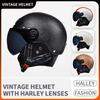 AD Retro Motorcycle Helmets with Harley Visor Leather Helmet for Man Electric Motorbike Vintage Protected Motor Safety Cap