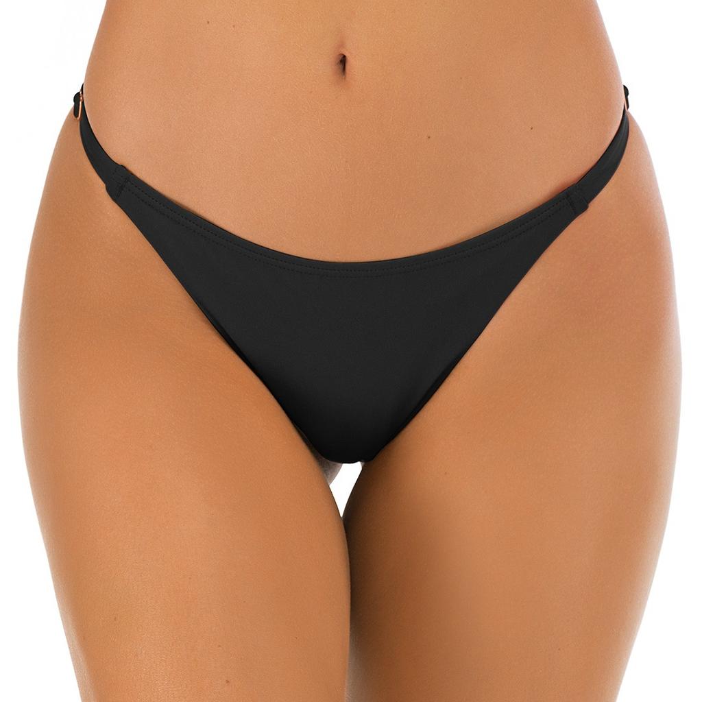 Women’s Solid Triangle T-Back Bikini Bottoms, Sexy Swimwear for Beach and Pool