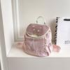 Women Backpack Preppy Style Versatile Commuting Backpacks Student Travel Casual Sports Color Clashing Drawstring Nylon Bag