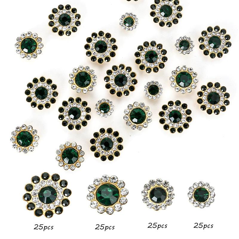 Størrelse Dobbelt Lag Blomst Blandet 100 stk Fargerik Solsikke Skive Bor Spenne Krystall Håndsøm Bor DIY Smykketilbehør Rhinestone Sy på Perler