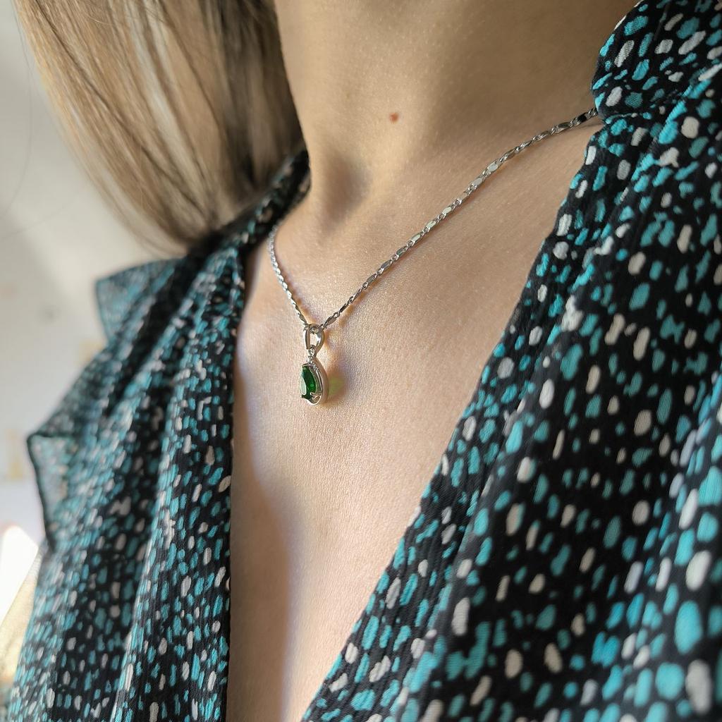 Серебряная подвеска с изумрудом nano 0.605ct (2192237)