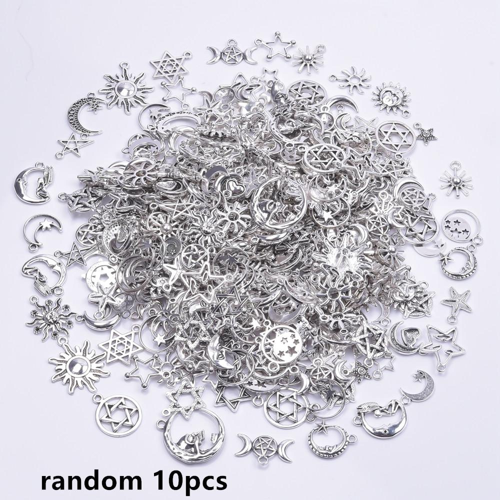 Light Gold Color Random Mix 10/20/30/50pcs Sun Moon Star Charms For Jewelry Making Materials To Make Bracelets Handmade Pendant