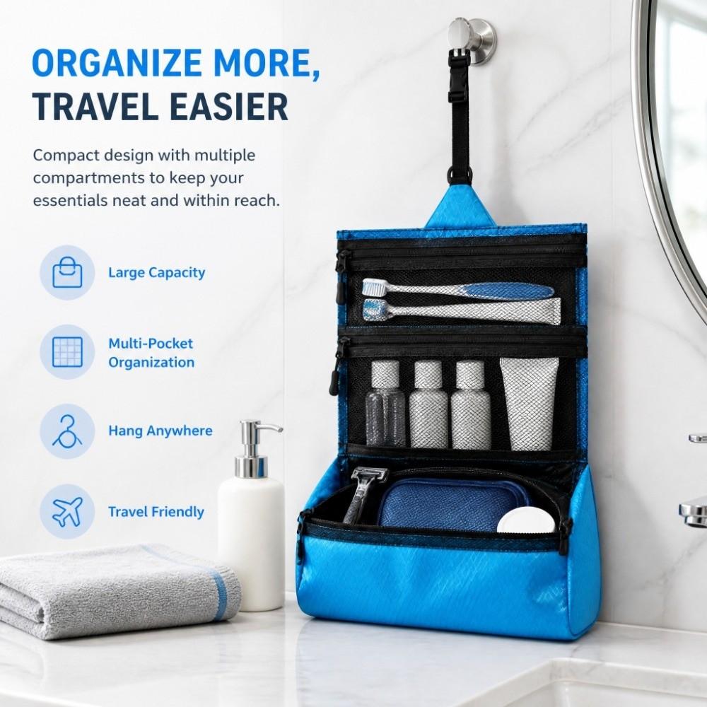 Waterproof Foldable Cosmetic Organizer Portable Storage Pouch Gift Hanging Toiletry Bag Unisex