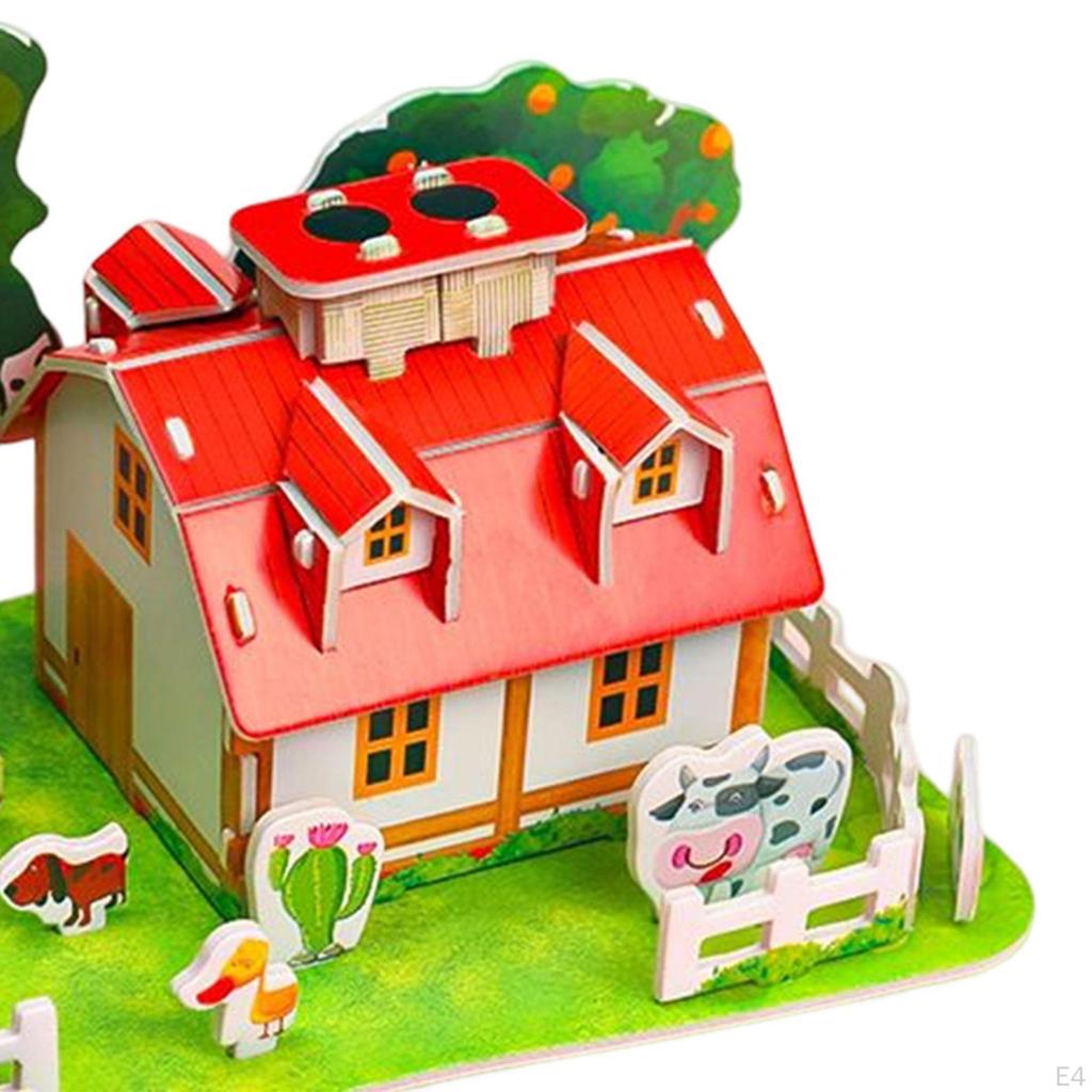 3D House Puzzle for Girls, Child Aged 6-12, Paper Cardboard Mini Craft , Creative DIY