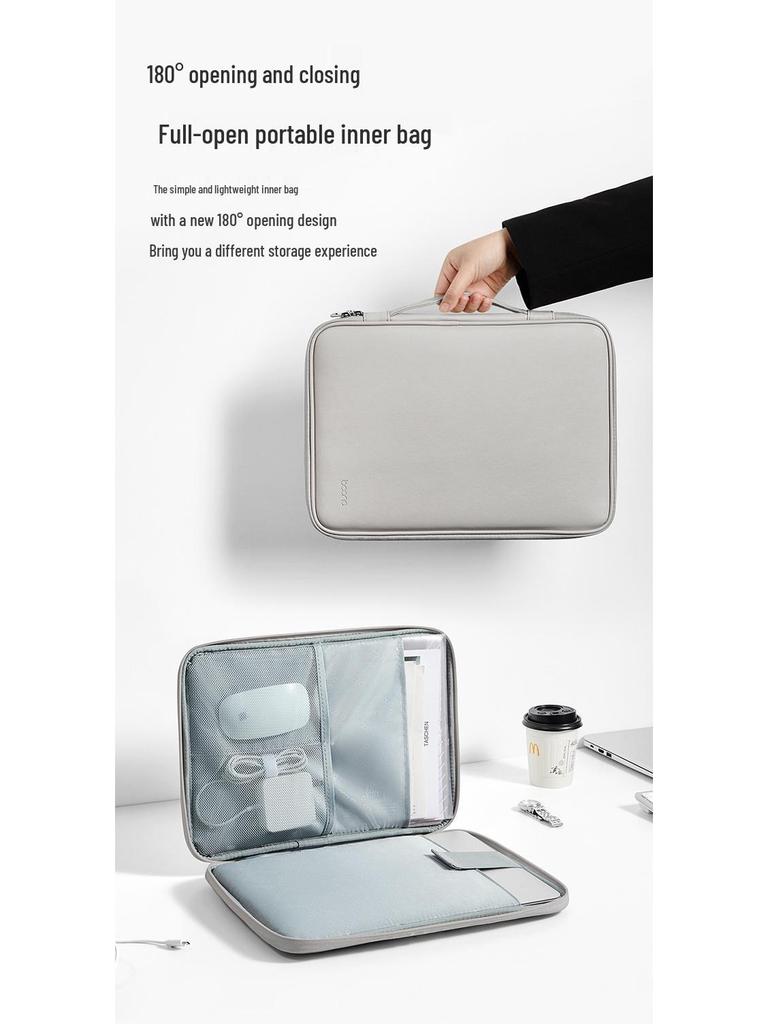 14-Inch Full Open Leather Laptop Sleeve for MacBook, Lenovo, Huawei