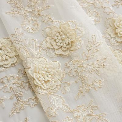 New Lace Relief Embroidery Yarn, High-grade Atmospheric French Transparent Balcony Gauze Curtain Yarn, Living Room Bedroom Bay Window