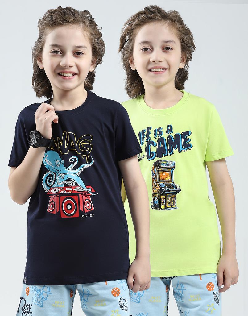 MONTE CARLO Boys Printed Round Neck Tshirt ( Pack Of 2)