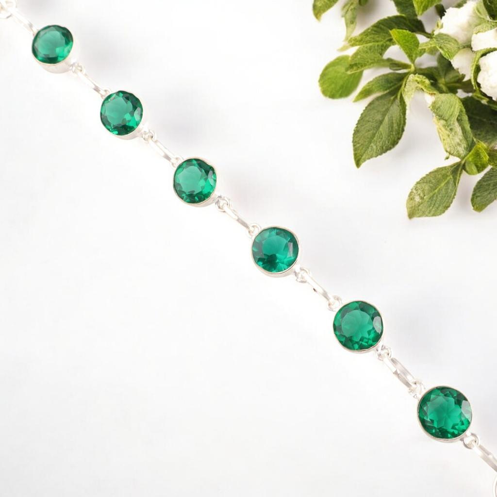 Chrome Diopside Gemstone 925 Sterling Silver Jewelry Handmade Women's Bracelet RB-14-1