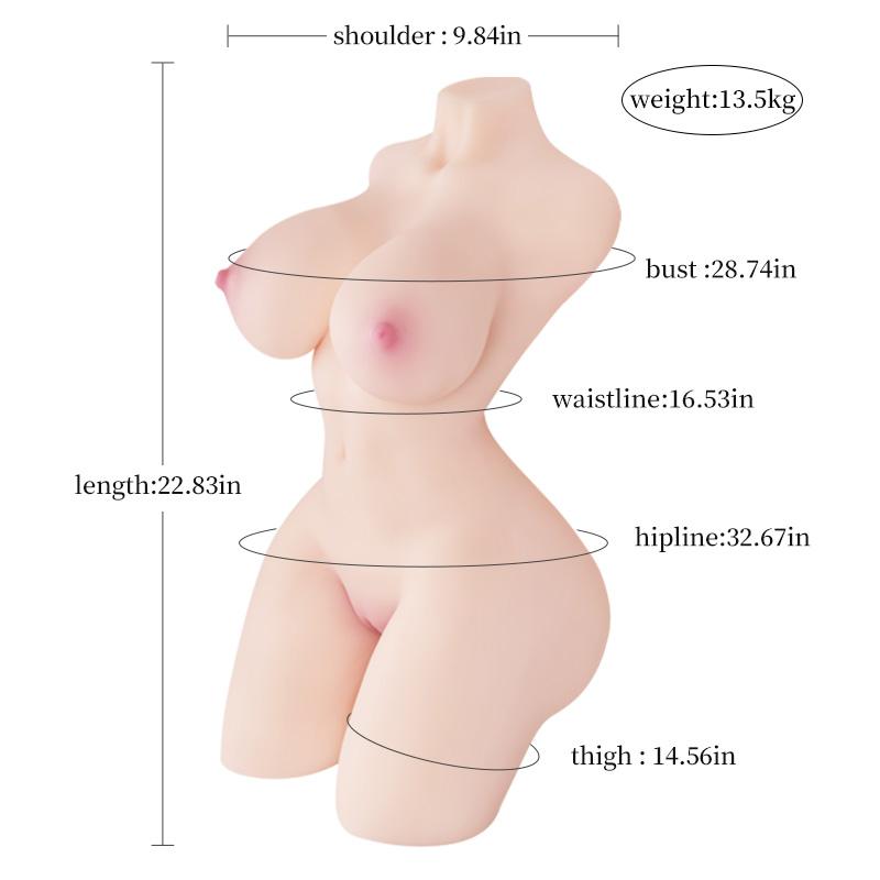 58cm*13.5kg 3D Silicone Sex Doll TPE Sexy Cleavage Vagina Love Anal Love Adult Sex Toys for Men Liquid Silicone Filled In The Chest Feel Softer