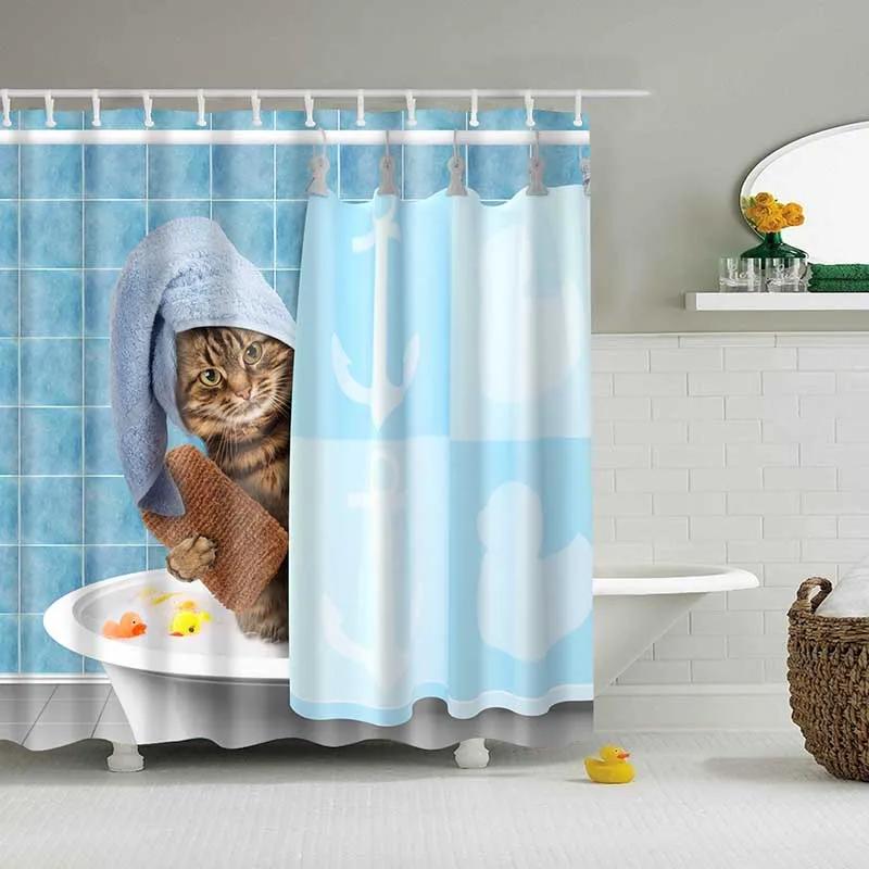 

YOMDID Cute Animal 3D Printed Shower Curtain Cartoon Polyester Bath Curtain for Bathroom Curtain Decoration Shower Curtains W90XH180cm