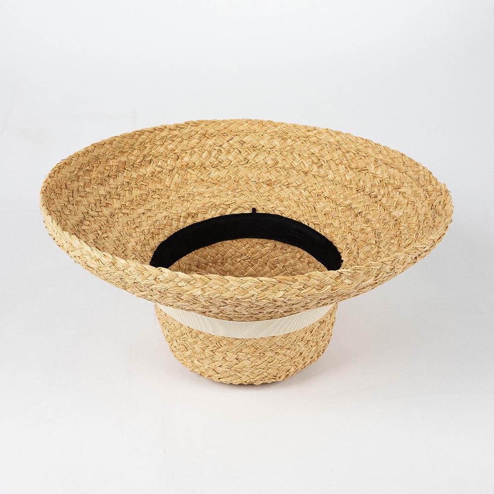 New European and American summer raffia bow big eaves straw hat fashionable and simple beach outdoor travel sun protection hat