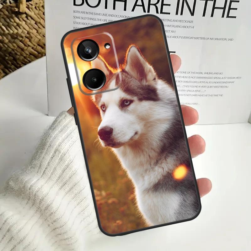 Animal Husky puppy Case For Realme C55 C53 C51 C35 C33 C30 C67 C21Y C25s C15 9 10 12 11 Pro Plus GT Neo5 Cover