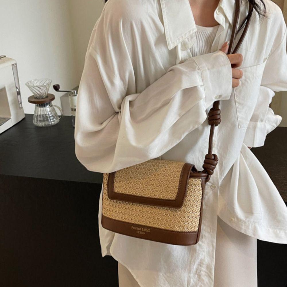 Shopping Bag Straw Bag Large Capacity Bohemian Shoulder Bag Simple Weave Bag  Summer