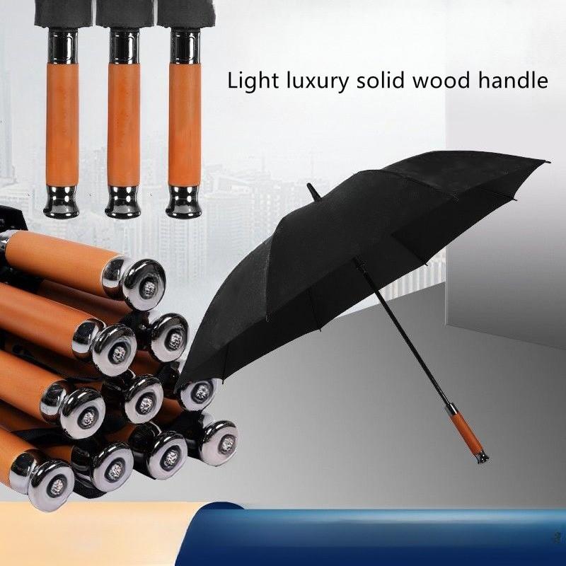 High-end Light Luxury Straight Pole Wooden Handle Umbrella For Mercedes-Benz BMW Bentley Car Logo Golf Business Gift Umbrella