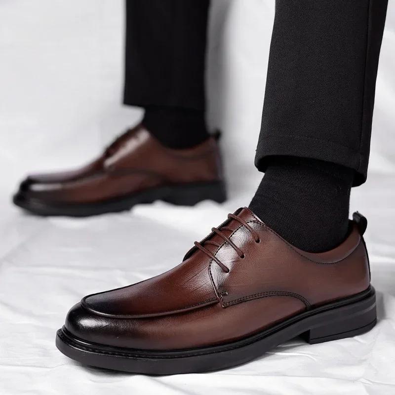 High Quality Social Shoe Male Legitimate Leather New Men's Formal Shoes Cheap Liquidation Party Casual Business Suit Clothing 39
