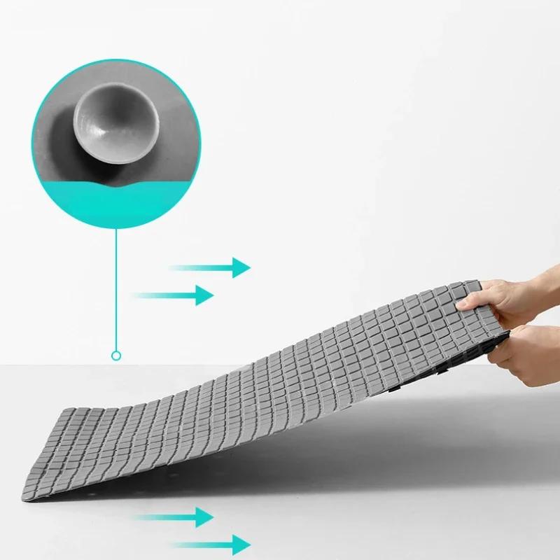 Bathroom PTE anti slip shower mat massage mat with suction cup quick drain bath mat floor cushion with drain hole bath carpet