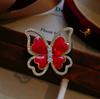 Beautiful Red Dripping Oil Butterfly Brooches for Women Elegant Rhinestone Enamel Pins Available Office Party Accessories Gifts