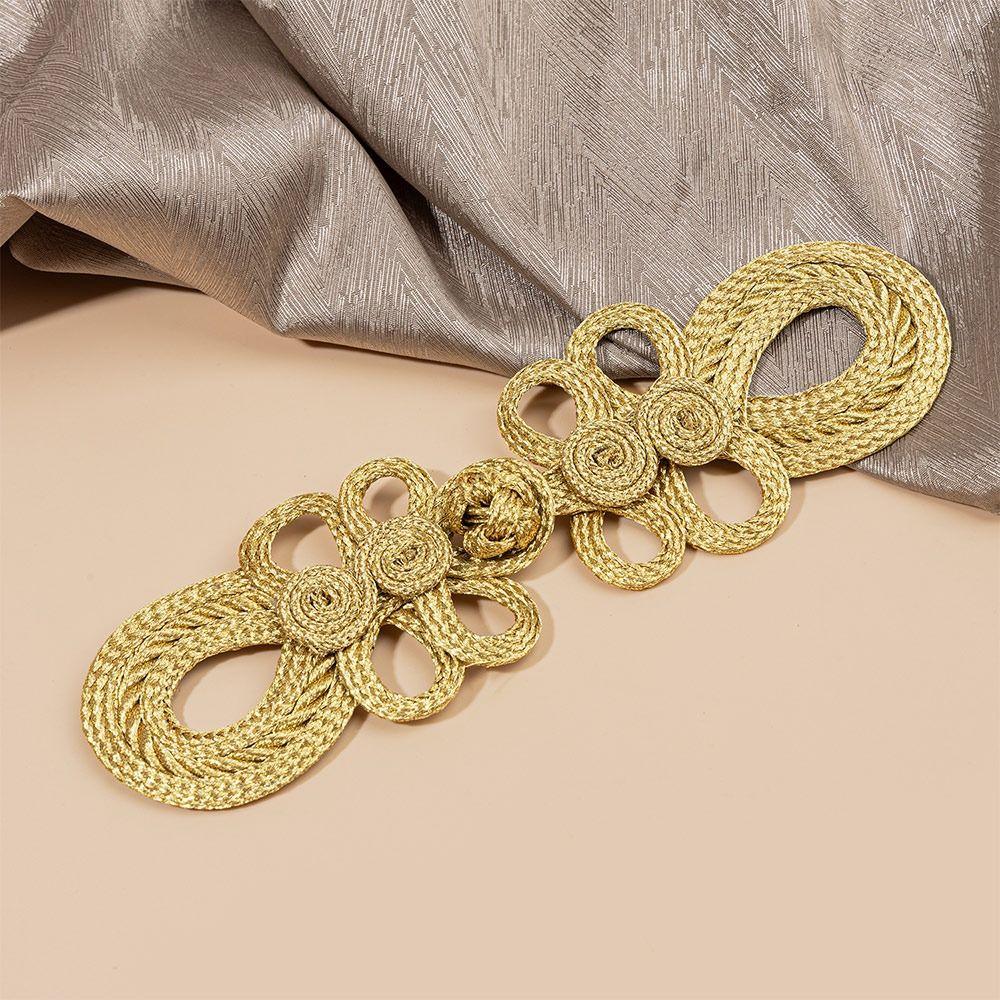 Handmade Chinese Knot Buttons Golden Tang Suit Buttons Vintage Chinese Frog Buttons  DIY Craft