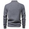 AIOPESON Herren Langarm Slim Fit Warmer Pullover Halber Reißverschluss Stehkragen Baumwolle Pullover Gerippt Strick Lässig Herbst Winter Basic Pullover