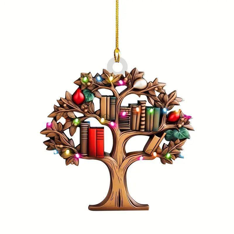Adorable Cartoon Themed Book Lover Ornament Vintage Acrylic Car Interior Decor