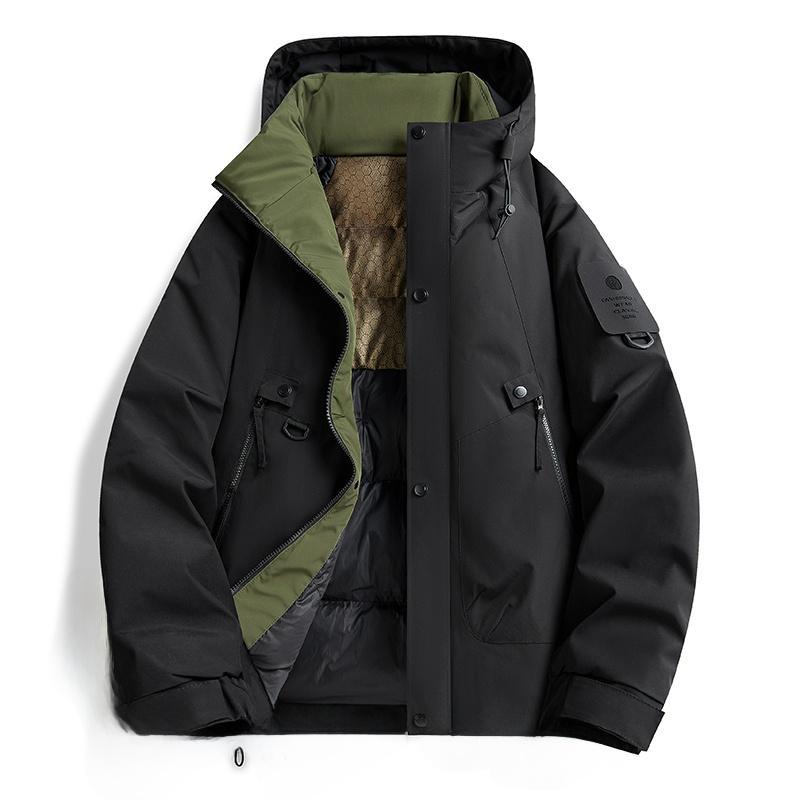 Men's Winter Thiened Cotton Stand Collar Jacket Thick and Loose Down Puffer Bread Sle Coat Warm Urban Casual Long Zipper Coat