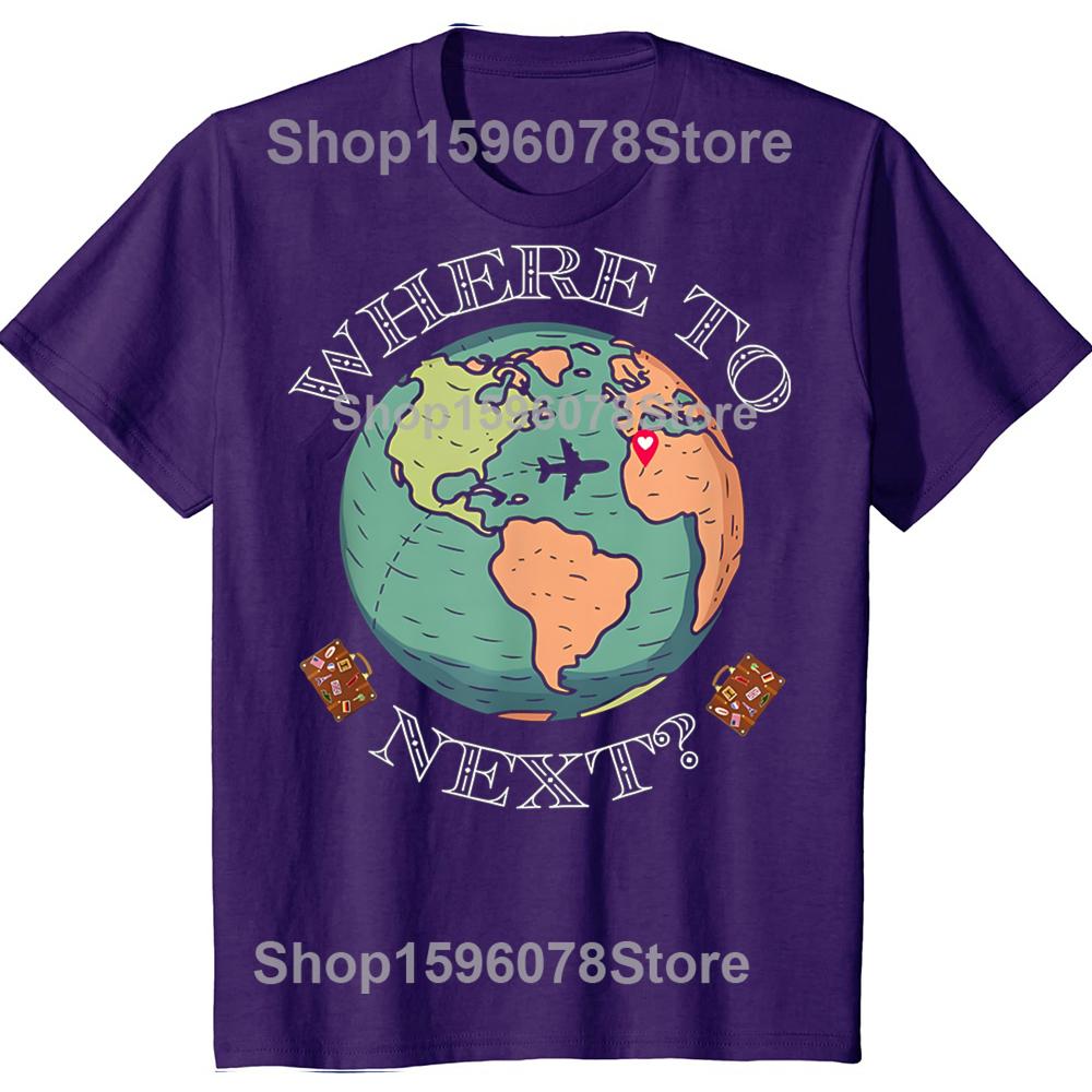 

Funny World Traveler Where to Next Around the Globe TShirt Summer Fashion Cotton Short Sleeve Oversized Loose Tshirt Tops 4XL