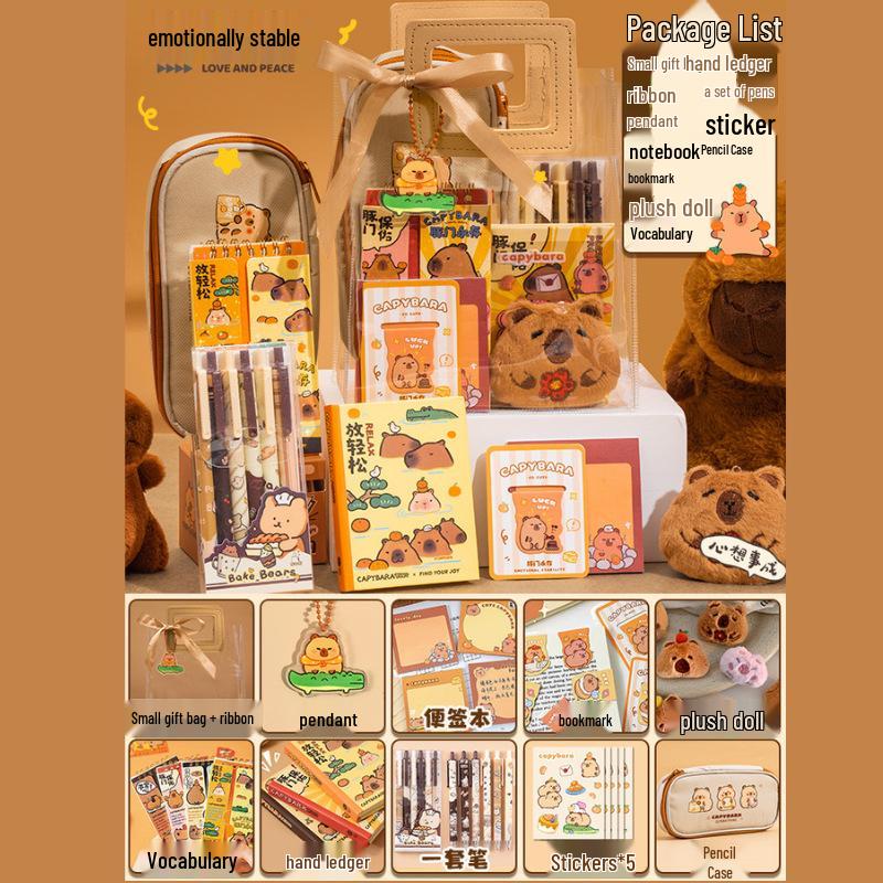 Capybara Souvenir Schreibwaren-Set - Perfektes Geschenk zum Kindertag, Geburtstag oder als Auszeichnung im Kindergarten
