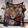 1pc Tiger FlowersOutdoor Blanket, Soft And Comfortable Blanket, Casual Warm Outdoor Blanket, Good Birthday Gift Yy260328088