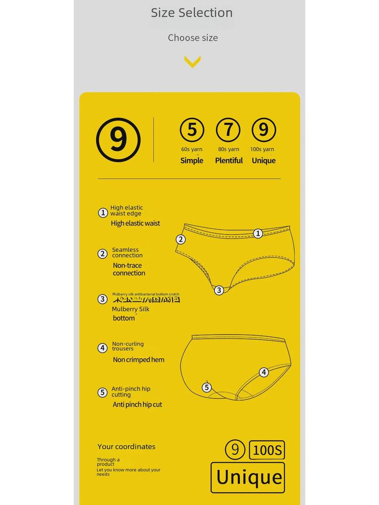 Xiannei Women's Seamless Antibacterial Mulberry Silk Briefs