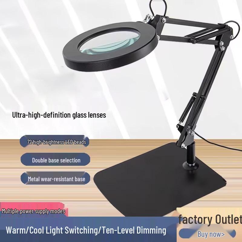 LED Long Arm Magnifying Desk Lamp for Reading, Study, and Maintenance Tasks