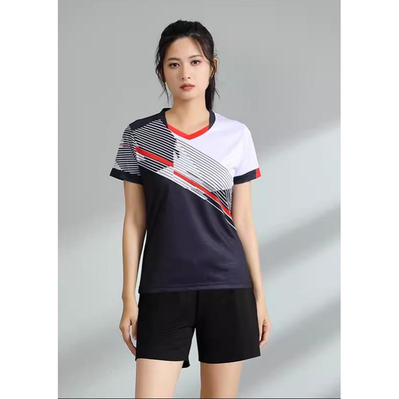 Men Women Badminton Shirts Short Sleeve Breathable Team Training Competition Tops