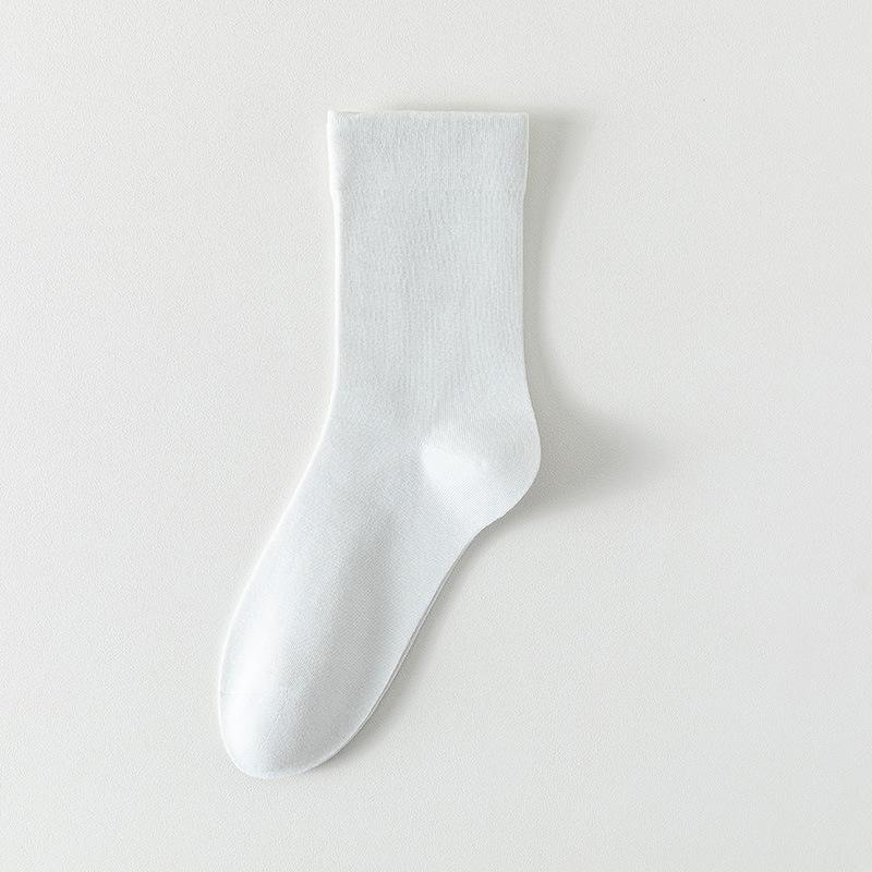 Solid Color Boneless Pile Stockings, Spring and Summer Loose Maternity Socks, Mid-calf Socks, Summer Breathable and Sweat-absorbing Cotton Socks