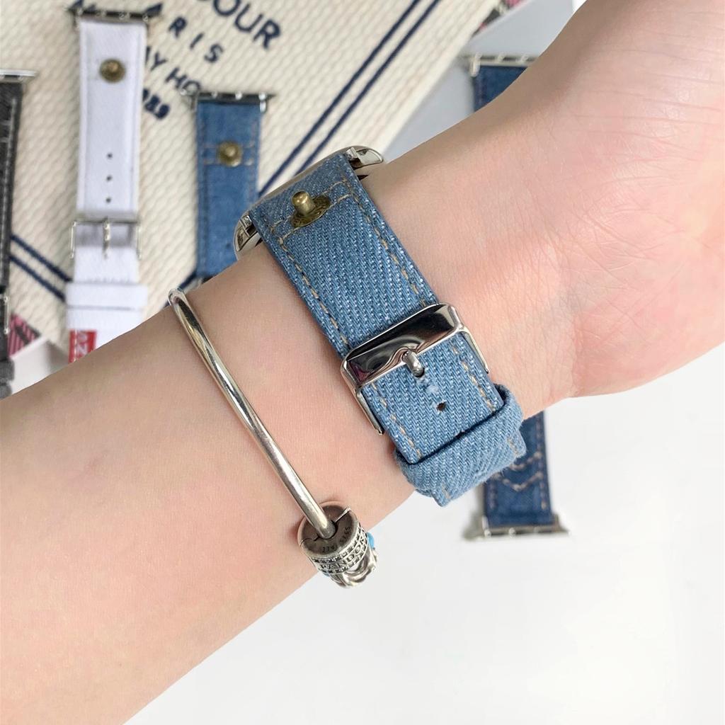 Moda Denim Kanvas Bant Apple Watch Serisi için Ultra 8 7 6 5 4 3 2 Se Toka Kayışı Iwatch 40 44mm 41 45mm 49mm Aksesuarları