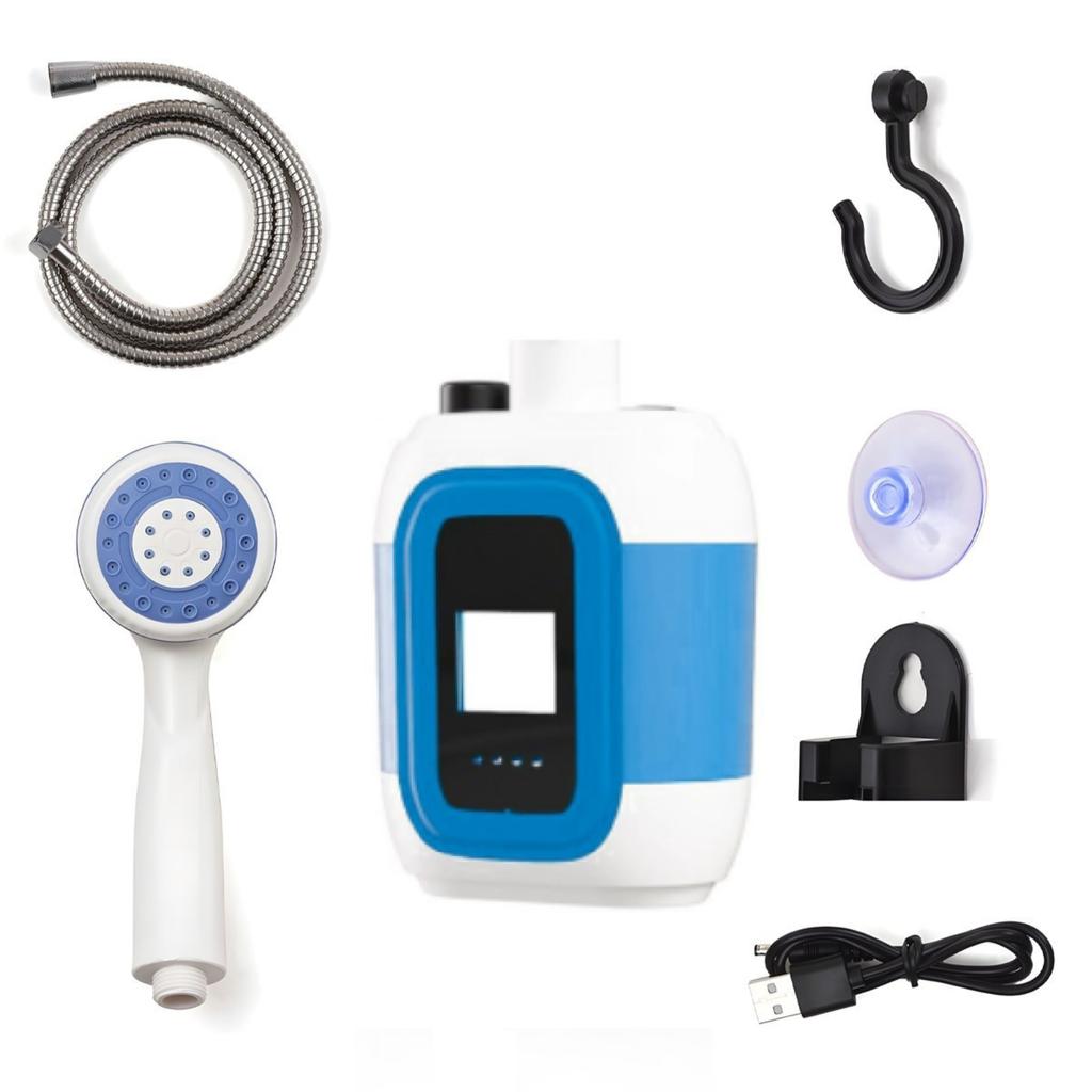 Portable Outdoor Shower with Night Light Battery Powered Camping Showerhead Travel Beach Pool Shower Water Sprayer for Outdoor Use
