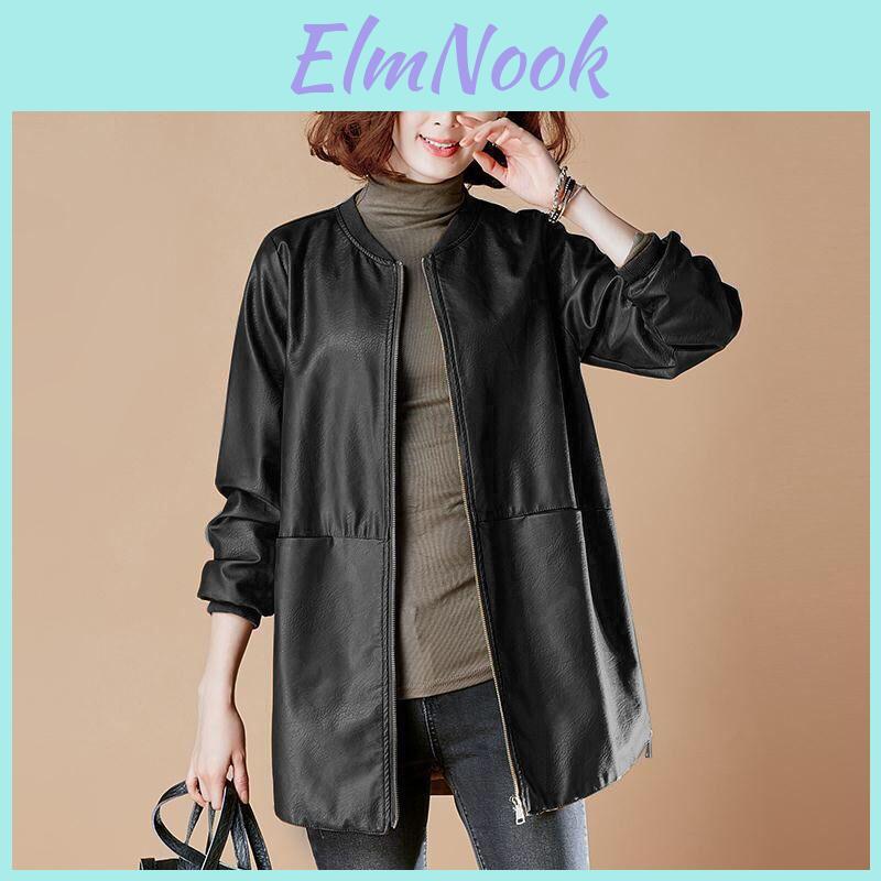 Leather Leather Jacket Womens Jacket Windbreaker Jacket Slim Fit Plus Size Baseball Jacket Medium To Long Length