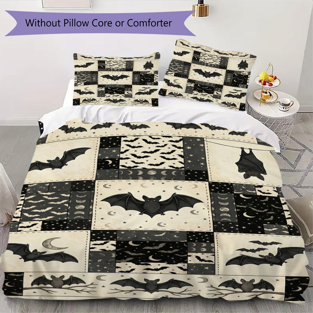

Retro Patchwork Crow Pattern Bedding uilt Set uilt Cover Pillowcase Home Decoration Birthday Gift (1 * duvet cover + 2 * pillowcase without core)64 135x200cm