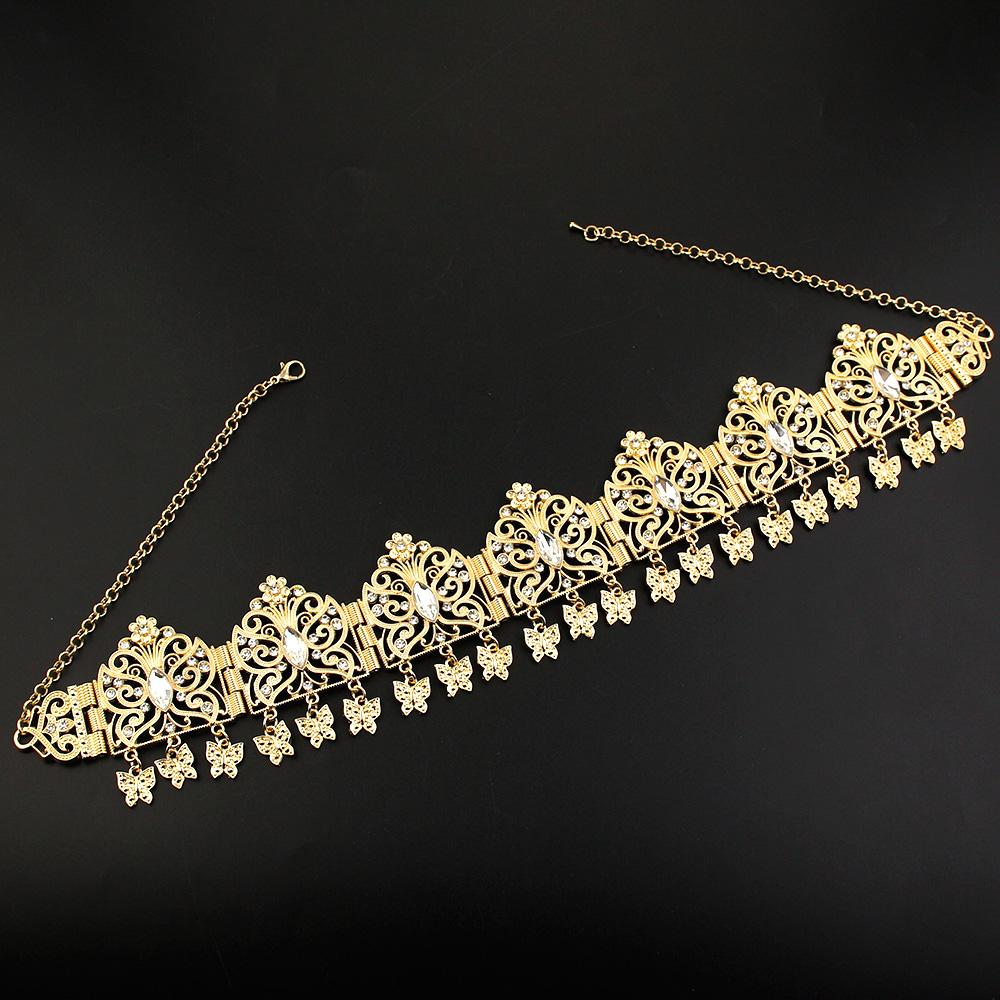 Elegante Gioiello per Capelli Color Oro Catena da Fronte Corona da Sposa Matrimonio Accessori Catena per Capelli Farfalla