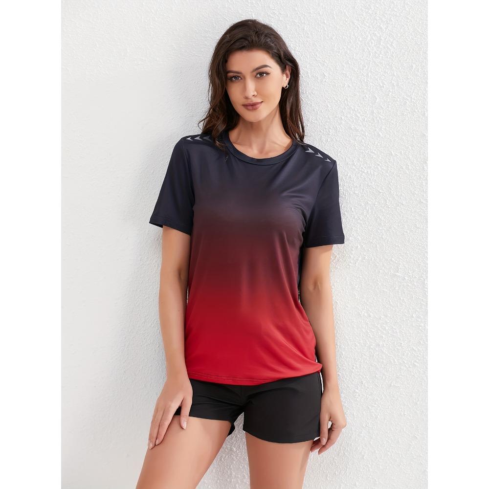 Gradient color women s casual sports T-shirt XXS
