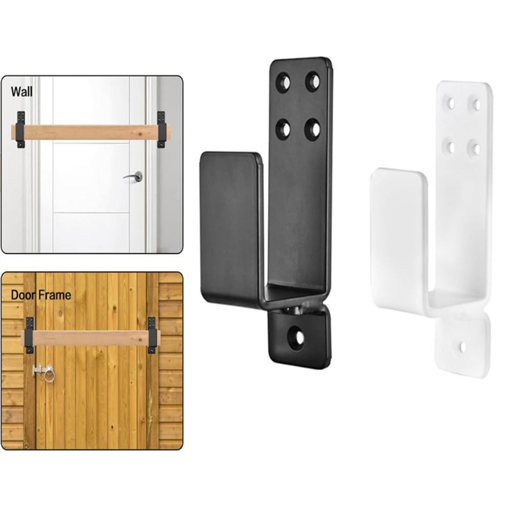 Heavy Duty Door Barricade Brackets Upgraded Carbon Steel Door Bar Holder Brackets U-Shaped Black U-Shaped Bar Holders