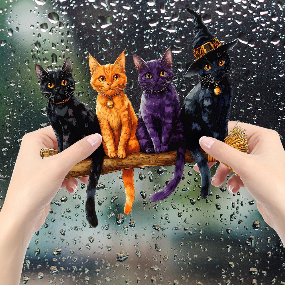 Cartoon Cute Kitten Balcony Glass Window Home Beautification and Decoration Static Electricity Window Stickers