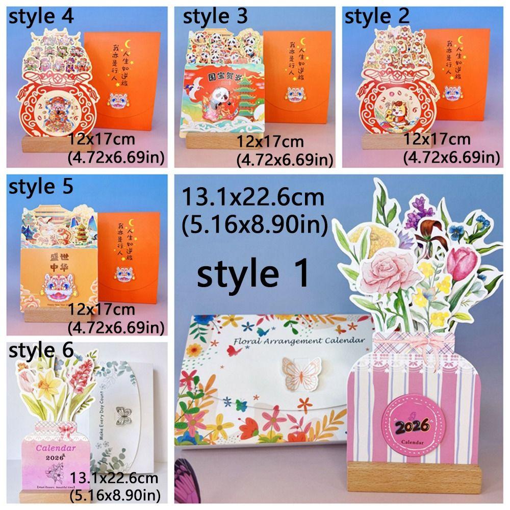 Wooden Stand Flowers Desk Calendar Card Insert Standing Desk Calendar Mini Desk Calendar  Festival